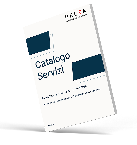 Copertina Catalogo Servizi Helea: Formazione, Consulenza, Tecnologia per la Digital Transformation.